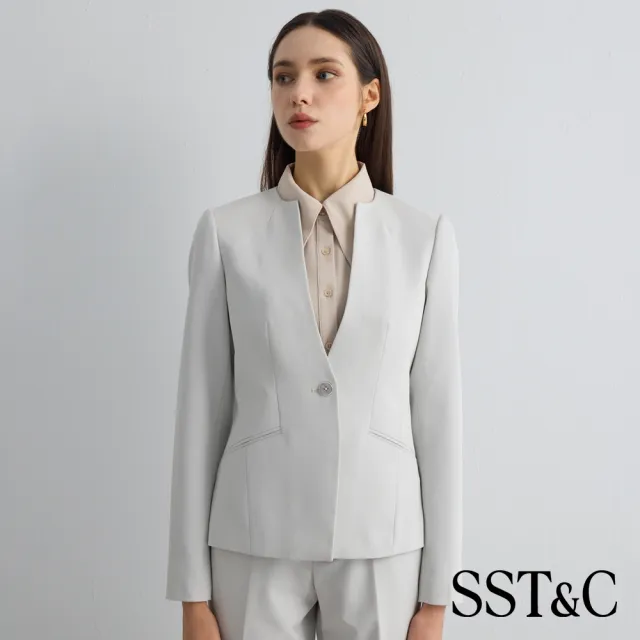 【SST&C】女裝_冰川灰無領修身版西裝外套 (可機洗)82126901013(限時85折)