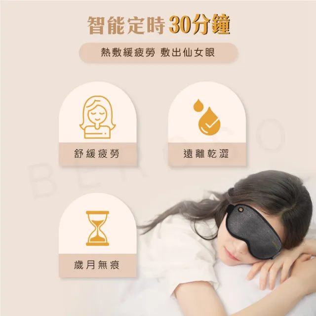 【Beroso 倍麗森】磁吸式三段溫控定時立體熱敷眼罩A00029( 睡眠眼罩 禮物 雙11)