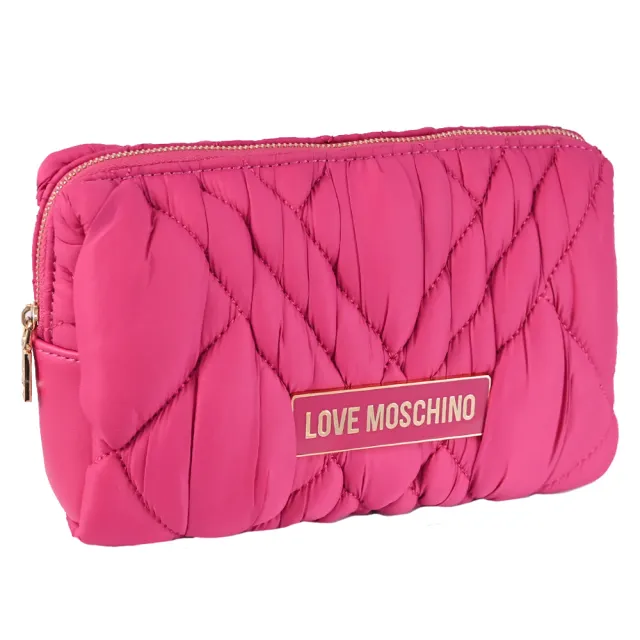 【MOSCHINO】LOVE MOSCHINO 尼龍化妝包收納包萬用包(桃粉)