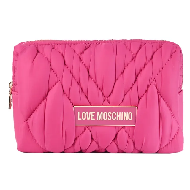 【MOSCHINO】LOVE MOSCHINO 尼龍化妝包收納包萬用包(桃粉)