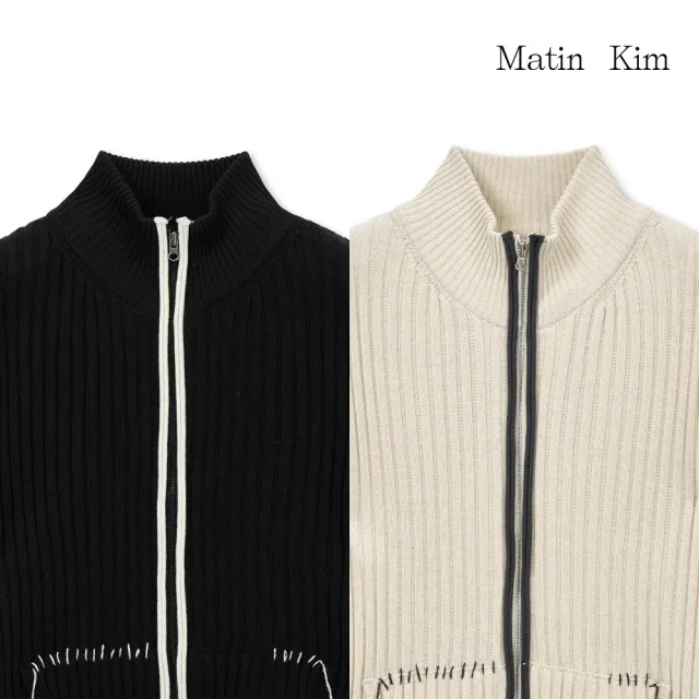 【MATIN KIM】官方旗艦 羅紋針織修身外套(多款任選)