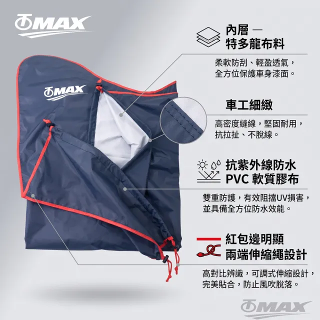 【OMAX】加大版尊爵機車龍頭罩M-藍黑(速)