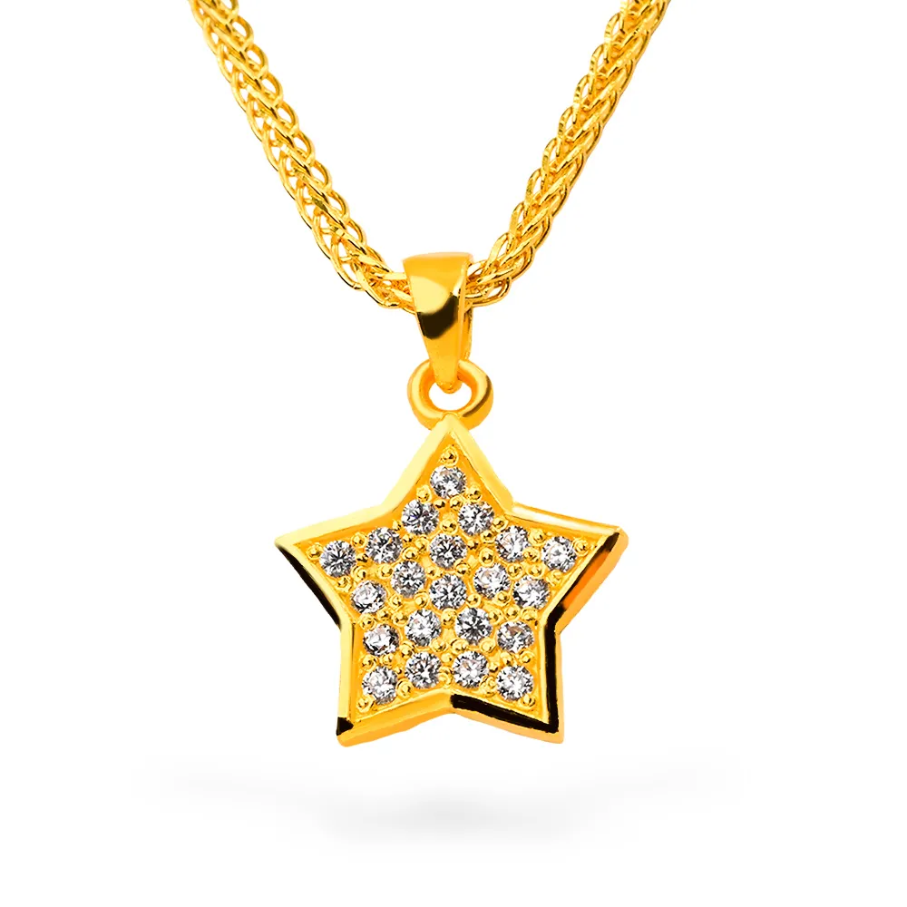 【福西珠寶】黃金墜子 大星星鑽石墜 晶鑽不計入金重 (金重1.38錢正負0.03錢)