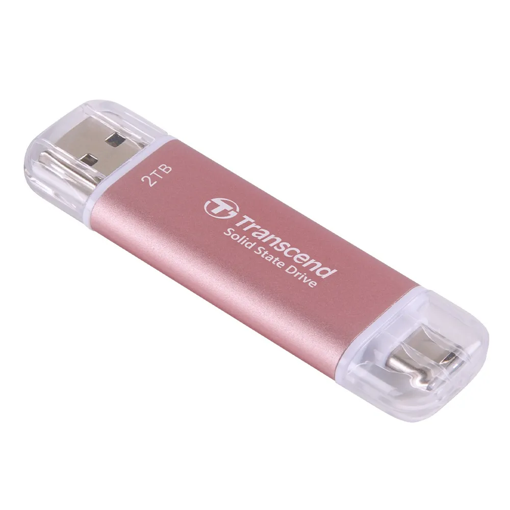 【Transcend 創見】ESD310P 2TB USB3.2 高效能雙介面 外接SSD行動固態硬碟-櫻花粉(TS2TESD310P)