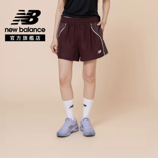 【NEW BALANCE】NB 防潑水撞色滾邊短褲_WB6260DMYLR_女性_棗紅色 (美版 版型偏大)