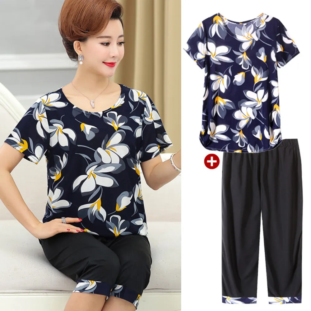 【LANNI 藍尼】● 時尚中年舒適彈力套裝-2色(XL-5XL/套裝)