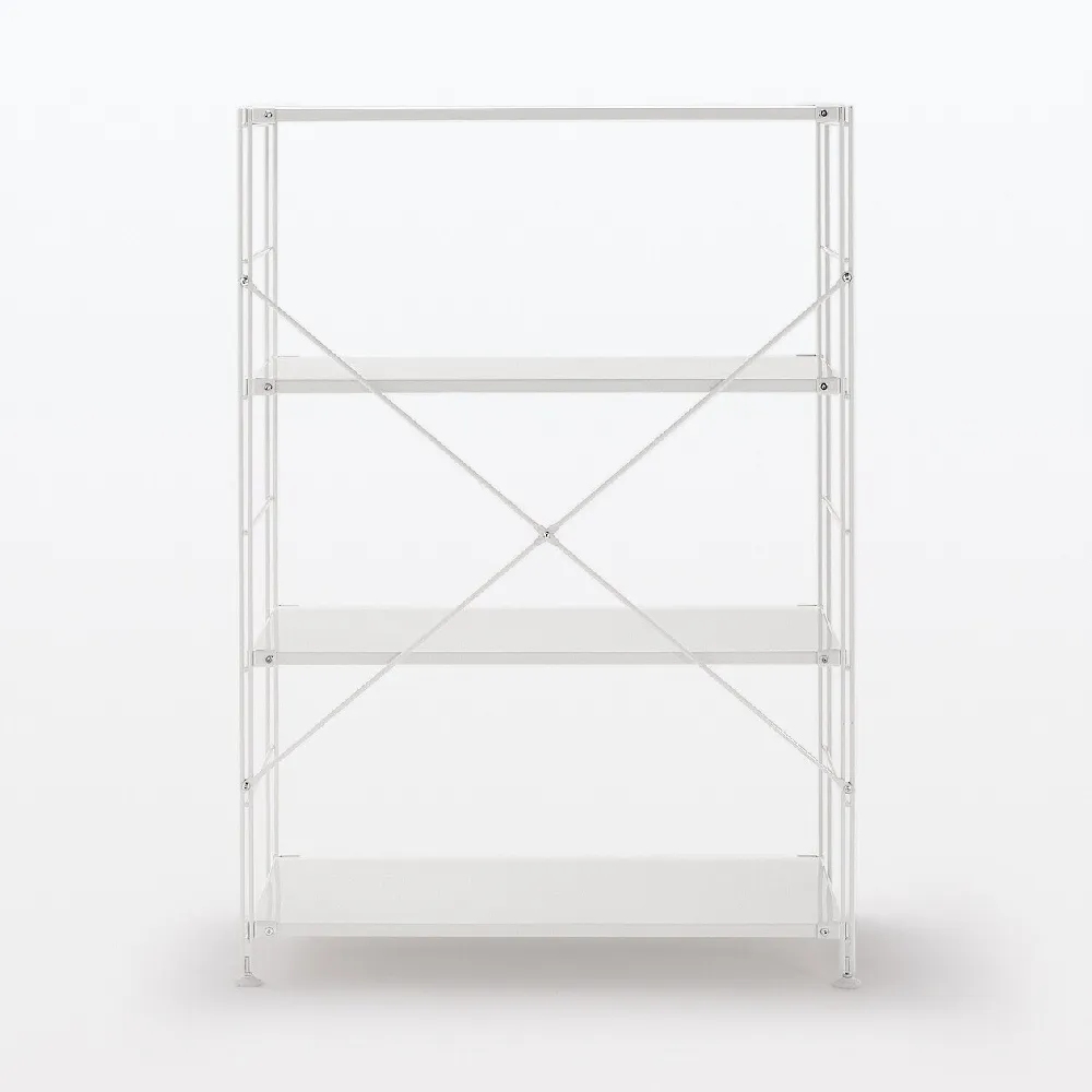 【MUJI 無印良品】SUS鋼製層架組/亮面淺灰/寬/中(大型家具配送)