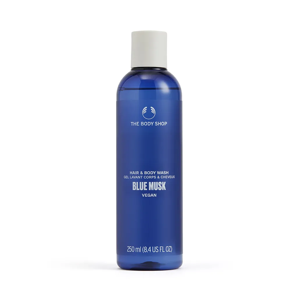【THE BODY SHOP 美體小舖】湛藍麝香頭髮&身體清潔露-250ML(沐浴乳/香氛沐浴)