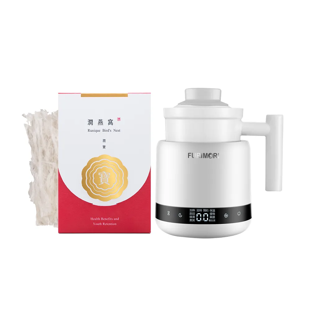 【潤燕窩】潤寶-輕巧10入組 贈富力森智慧電燉養生盃(乾燕窩、養生、孕期調理、自用保養)