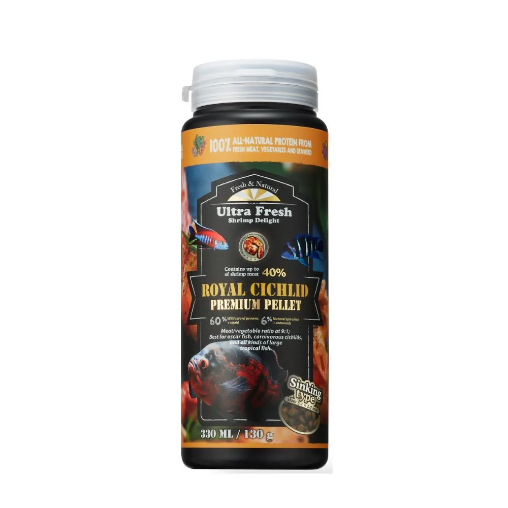 【鮮蝦食譜】肉食慈鯛＆大型熱帶魚-天然高蛋白鮮蝦堡330ml(血鸚鵡飼料 慈鯛魚飼料 羅漢魚飼料 花羅漢)