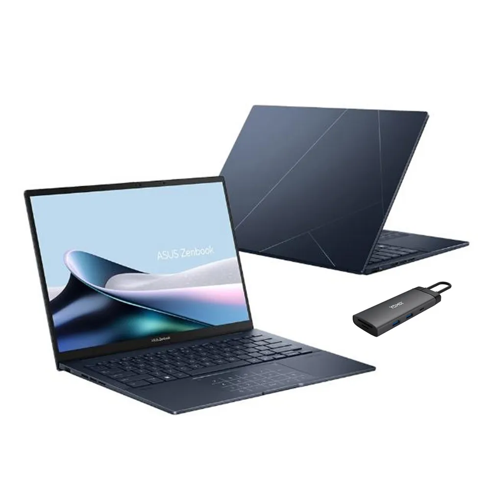 【ASUS 】 Type-C HUB組★14吋Ultra7輕薄AI筆電(ZenBook/Ultra7-255H/32G/1TB SSD/W11/EVO/OLED/可觸控)