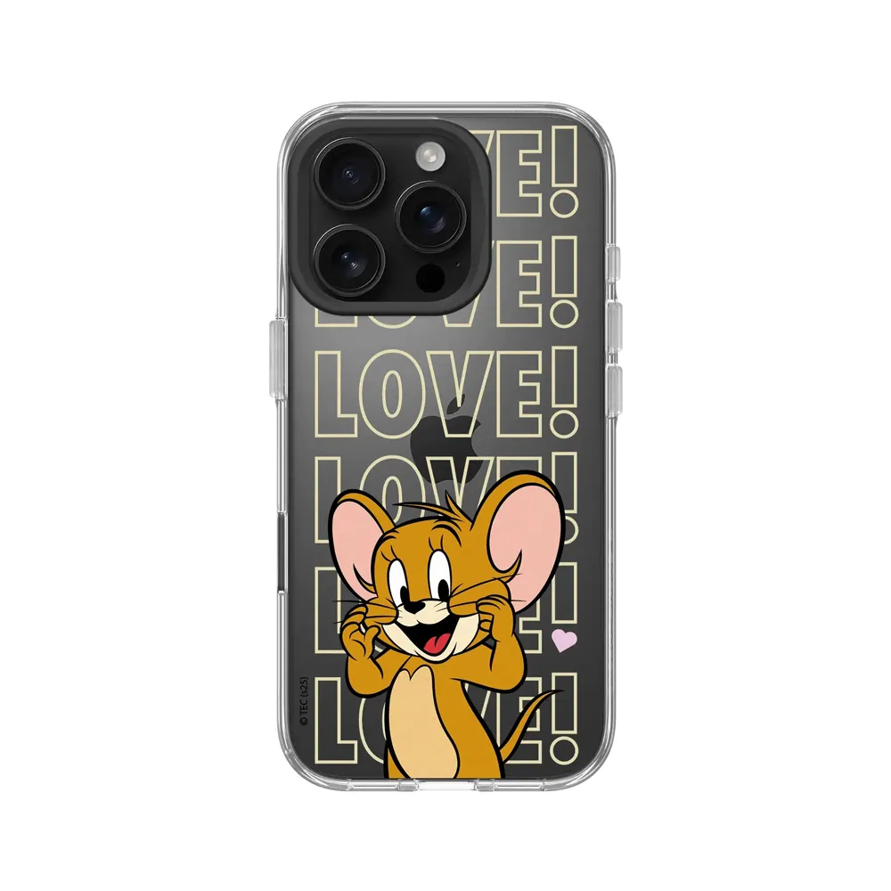 【RHINOSHIELD 犀牛盾】iPhone 16系列 Clear 抗黃化透明防摔手機殼/傑利鼠愛心(湯姆貓與傑利鼠)