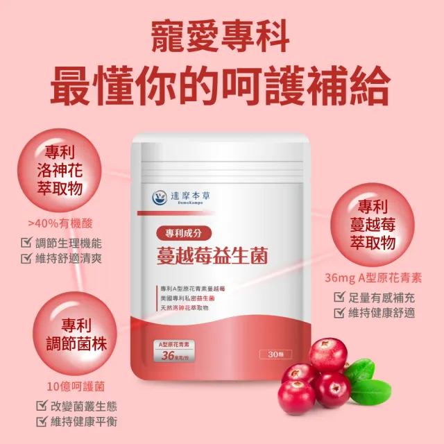 【達摩本草】蔓越莓益生菌 6入30顆/包(專科醫生推薦、足量原花青素)