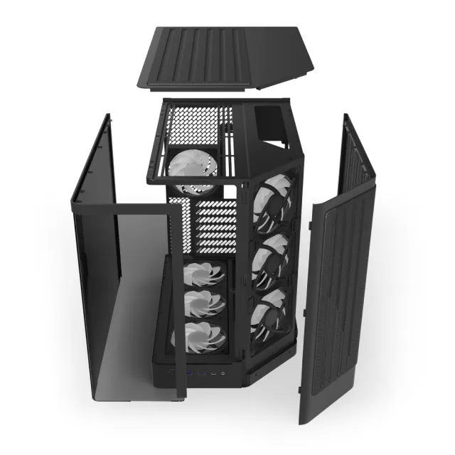 【NZXT 恩傑】H6 RGB+雙艙一體式曲面玻璃機殼(ATX/預裝7風扇/電競/電腦機殼)