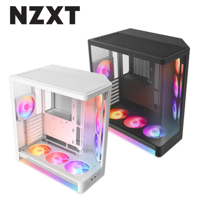 【NZXT 恩傑】H6 RGB+雙艙一體式曲面玻璃機殼(ATX/預裝7風扇/電競/電腦機殼)