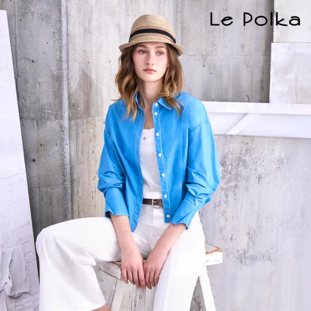 【Le Polka】打褶修身短版襯衫-女