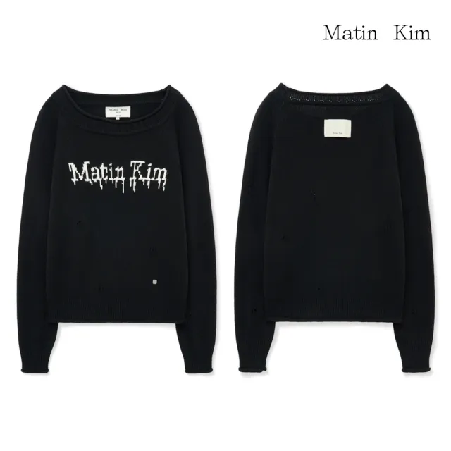 【MATIN KIM】官方旗艦 雙穿式露肩刷破針織上衣(多款任選)