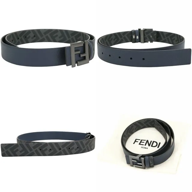 【FENDI 芬迪】FF Squared 雙面用 35mm 老花拼牛皮腰帶(多款 皮帶 皮件 真皮)