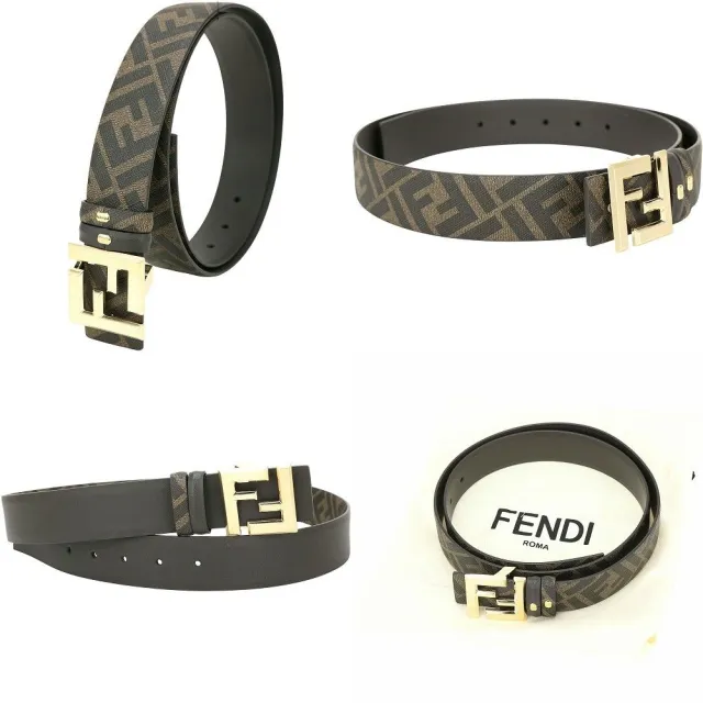 【FENDI 芬迪】FF Squared 雙面用 35mm 老花拼牛皮腰帶(多款 皮帶 皮件 真皮)