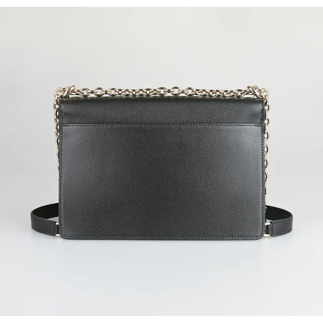 【FURLA 芙拉】FURLA 1927系列牛皮旋扣式肩斜背鍊帶包(小/黑)