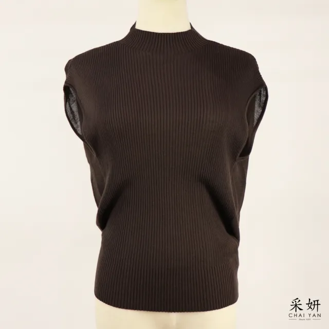 【CHAI YAN 采妍】垂墜連肩針織短袖上衣(秋冬女裝/中大尺碼/商務/專櫃/氣質/優雅)