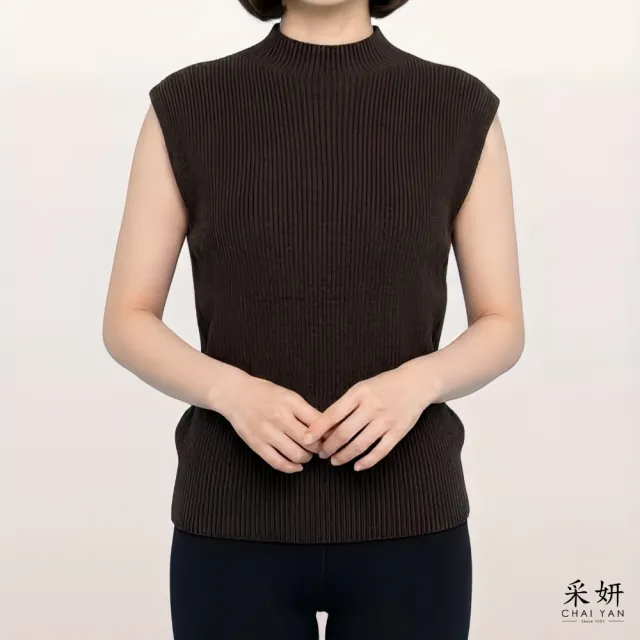 【CHAI YAN 采妍】垂墜連肩針織短袖上衣(秋冬女裝/中大尺碼/商務/專櫃/氣質/優雅)