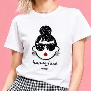 【HAPPYFACE】怪時尚EMMA IP T恤 側邊開叉上衣 時尚好搭配 (F29284)