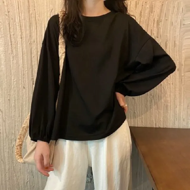【LANNI 藍尼】★純色休閒燈籠袖T恤(女裝/女上衣/休閒/百搭/日系/通勤)