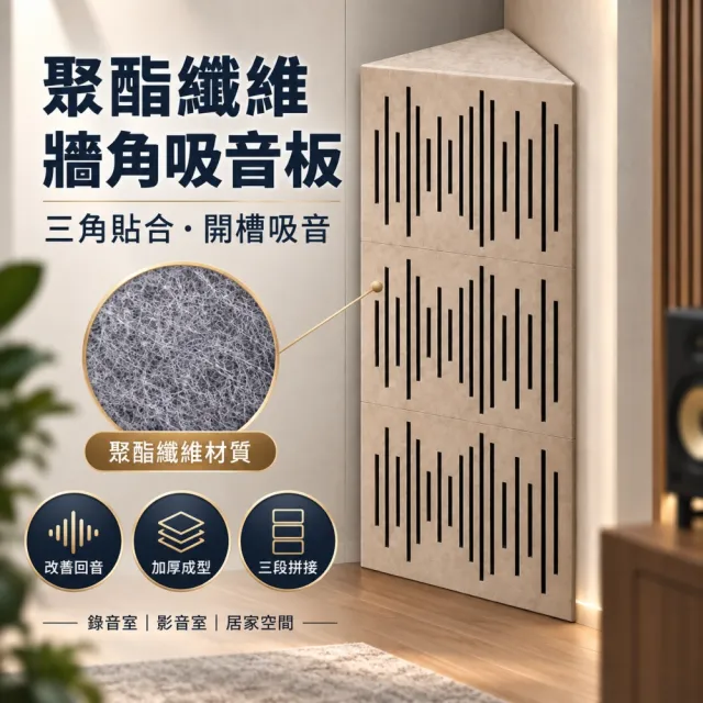 【TSUKUMI 津久見】三角形低頻陷阱 30*30*90cm 內置吸音棉 自粘聚酯纖維吸音柱 低頻駐波緩解回音