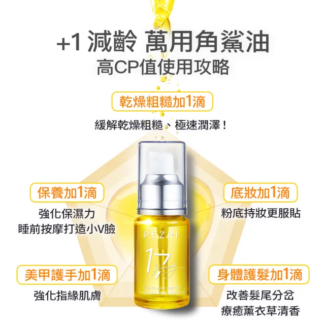 【PEZRI 派翠】買一送一★17胜肽角鯊緊緻精華油30ml(隋棠推薦/保濕緊實彈潤/純素保養/送禮/99狂購節