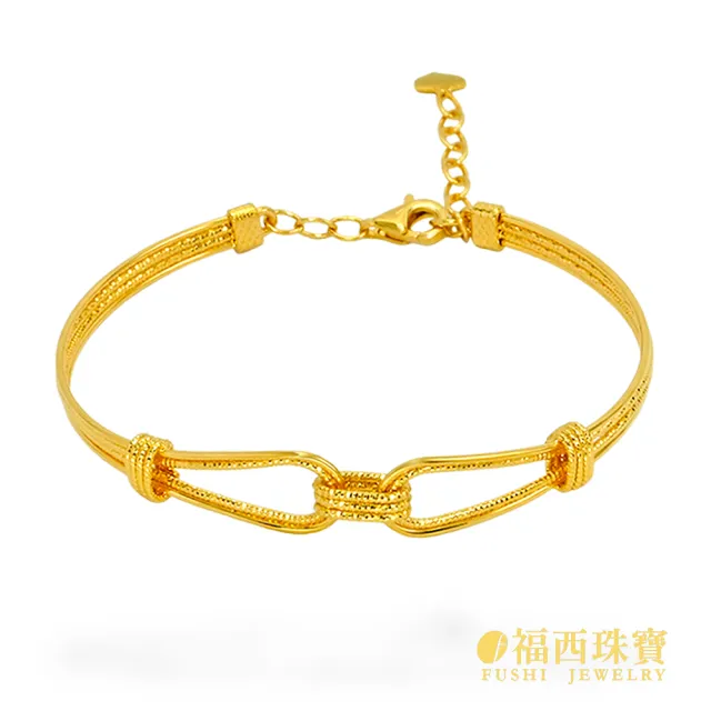 【福西珠寶】黃金手環 流金時光拉絲圈圈手環 細緻拉絲紋理×圈圈造型 活動手圍 (金重3.26錢正負0.03錢)