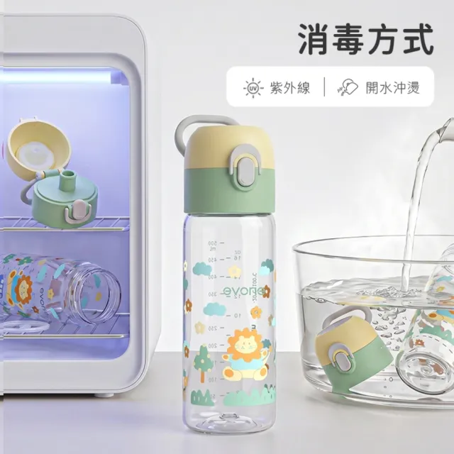 【Evorie】Tritan兒童水壺500ml 2入組  (直飲水壺 適合4歲以上 兒童水杯 幼稚園水壺)