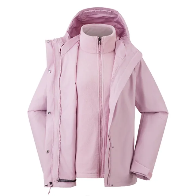 【The North Face】北臉 外套 女 運動連帽外套 三合一 防風 防潑水 抓絨  粉 NF0A8CK30SO