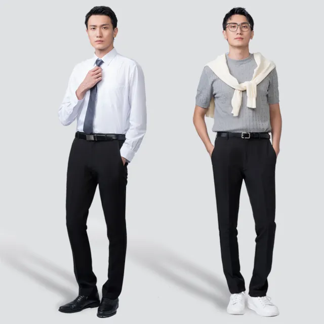 【Emilio Valentino 范倫提諾】鬆緊彈性修身西裝褲(黑)