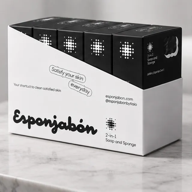 【Esponjabon】二合一海綿香皂 竹炭淨膚 120g x5入(深度清潔 去除油光 適任何膚質)