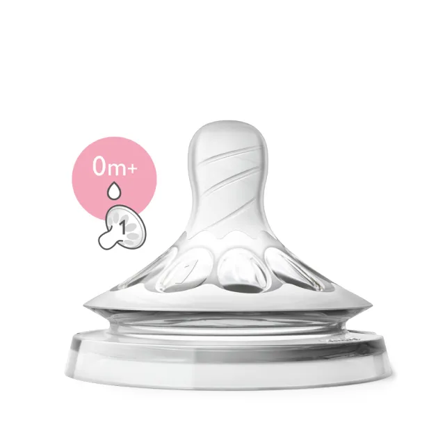 【PHILIPS AVENT】飛利浦新安怡 親乳感防脹氣奶嘴雙入裝 新生兒流量 0M+單孔一號嘴(SCF651/23)