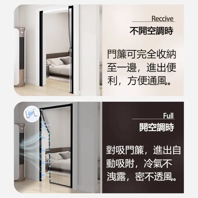 恰好家居 新款滑軌隱形空調門簾 90*200公分 雙鈕磁吸 遮擋簾 隔熱簾 簾子 黨風簾 磁吸簾 預購15天