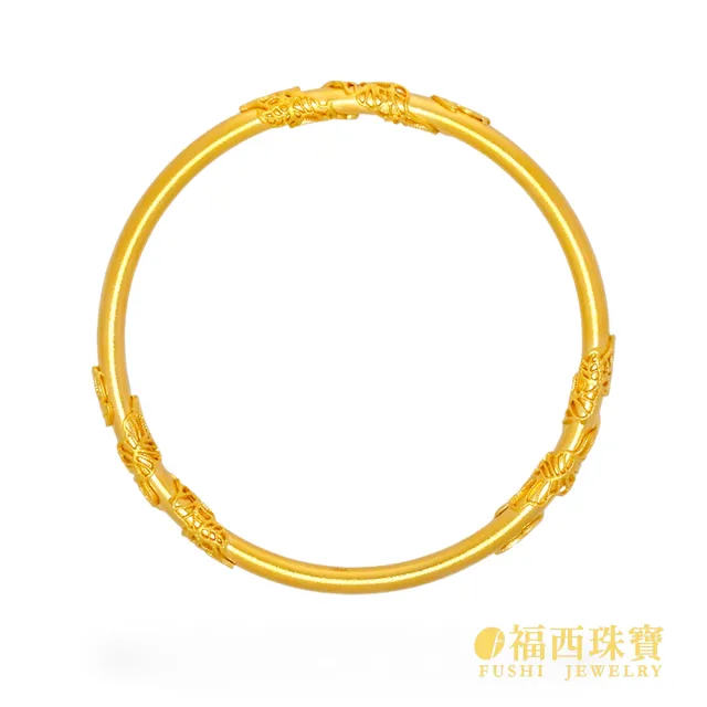 【福西珠寶】黃金手環 1.9寸 繁花似錦 古法金花朵點綴 閉口固定手圍 精緻優雅(金重2.54錢正負0.03錢)