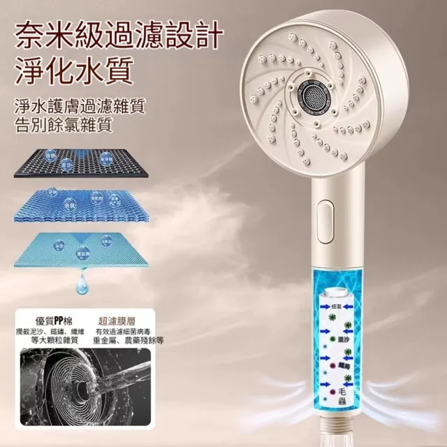 【Quality 聚家】過濾花灑 增壓浴霸 淋浴蓮蓬頭 洗澡噴頭 手持花灑 四檔模式出水 四分通用接口