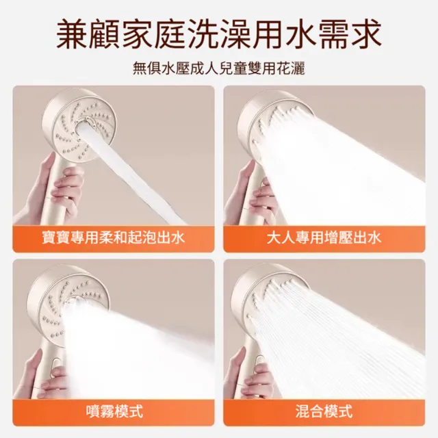 【Quality 聚家】過濾花灑 增壓浴霸 淋浴蓮蓬頭 洗澡噴頭 手持花灑 四檔模式出水 四分通用接口
