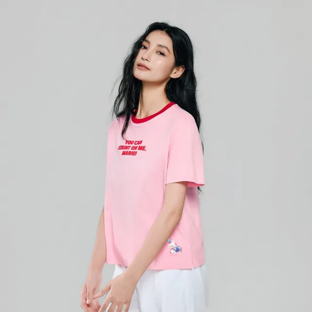 【GIORDANO 佐丹奴】女裝印花短袖T恤 超級瑪利歐銀河電影版系列(74 嬌粉紅)