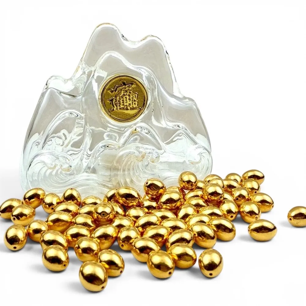 (NAURUM)黃金金豆純金金蛋0.05錢10入組附贈精美琉璃招財進寶收納瓶