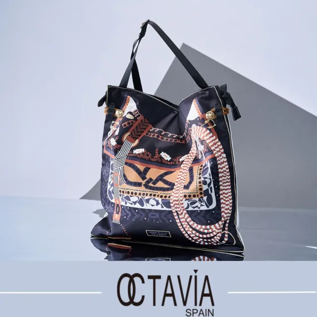 【OCTAVIA 8】雙11 法國情人 雙面方形絲巾布面軟包 肩背包 斜背包 -  絲巾黑白