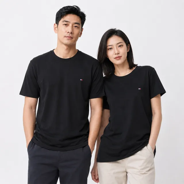 【TOMMY HILFIGER】TOMMY 年度爆款Logo素面短袖T恤 上衣-多色選(中性別Oversize穿搭/平輸品/短T)