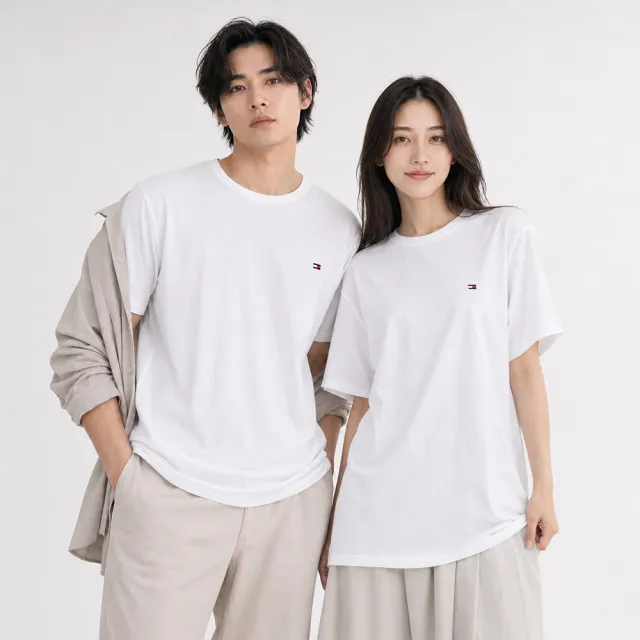 【TOMMY HILFIGER】TOMMY 年度爆款Logo素面短袖T恤 上衣-多色選(中性別Oversize穿搭/平輸品/短T)