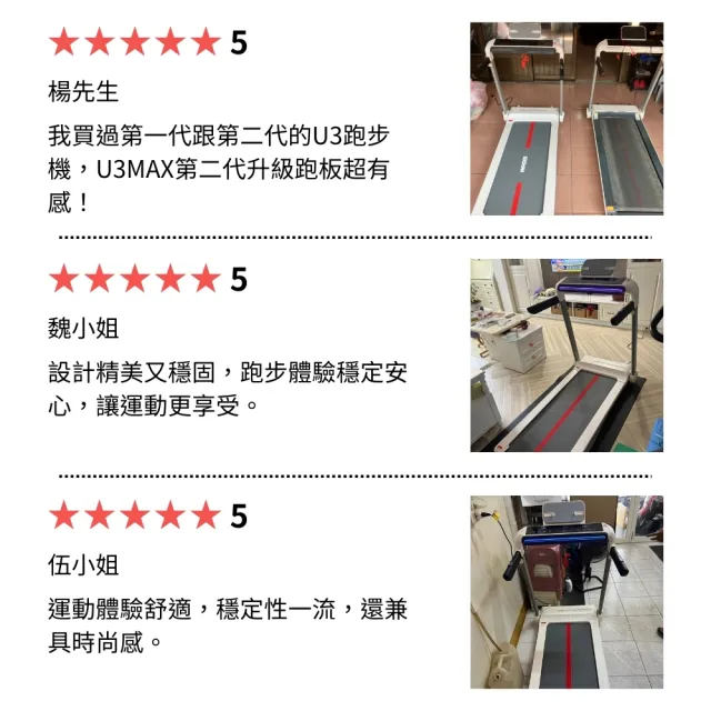 【BGYM 比勁】U3 MAX智能減震跑步機-跑板升級(專業安裝/無碳刷馬達/摺疊跑步機/慢跑機/健走機/全平放/心率)