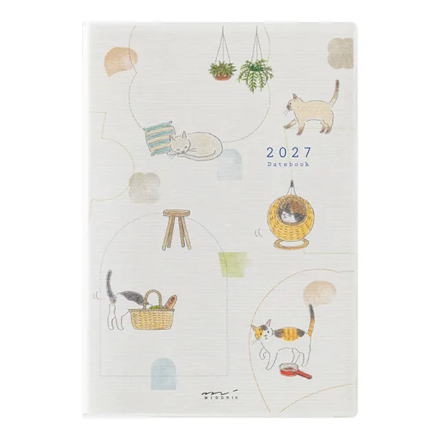【MIDORI】《2027 Pocket Diary 手帳 - 小猫咪》B6 週間橫式