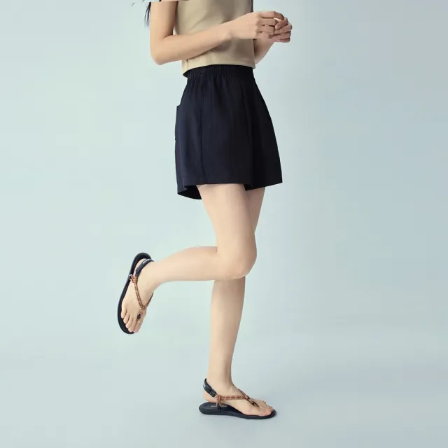 【GIORDANO 佐丹奴】女裝肌理感鬆緊腰寬鬆休閒短褲(多色任選)