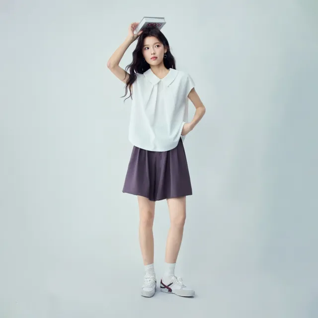 【GIORDANO 佐丹奴】女裝壓褶半鬆緊腰寬鬆短褲裙(多色任選)
