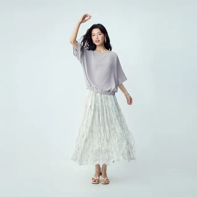 【GIORDANO 佐丹奴】女裝船領蝙蝠袖寬鬆紋理襯衫(多色任選)